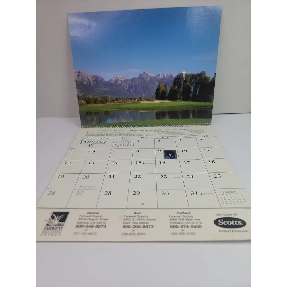 Vintage 1997 Golf Appointment Calendar Farwest Supply Scotts Golf Courses Spiral